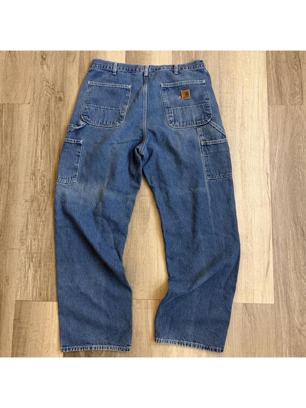 Faded grunge Carhartt  blue denim carpenter pants sz 36 #workwear #carpenter